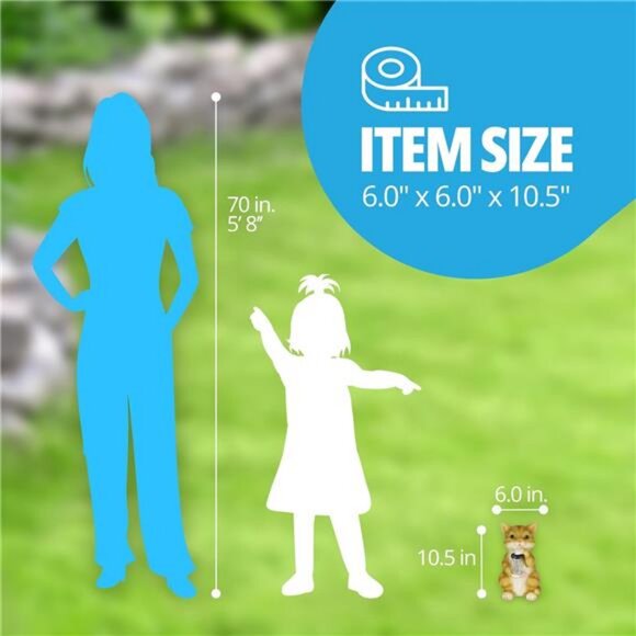 Garden Sculpture, Cat Solar Garden Statue with Jar of 8 LED Firefly Lights - Picture 3 of 4